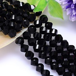 Noir Facettes polyèdre imitation cristal autrichien rangées de perles, grade de aaa, noir, 8mm, Trou: 0.9~1mm, Environ 50 pcs/chapelet, 15.7 pouce