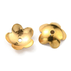 Real 18K Gold Plated 304 Stainless Steel Bead Caps, 5-Petal Flower, Real 18K Gold Plated, 9x9.5x2.5mm, Hole: 1mm