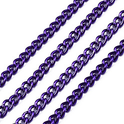 Púrpura Electroforesis cadenas trenzadas de hierro, sin soldar, con carrete, color sólido, oval, púrpura, 3x2.2x0.6 mm, aproximadamente 328.08 pies (100 m) / rollo