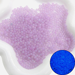 Violet Luminous Transparent Glass Beads, No Hole Beads, Round, Violet, 2~2.5mm