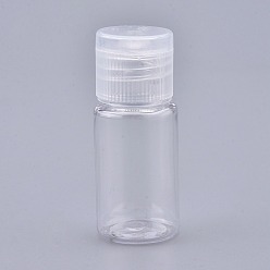 White PET Plastic Empty Flip Cap Bottles, with White PP Plastic Lids, for Travel Liquid Cosmetic Sample Storage, White, 2.3x5.65cm, Capacity: 10ml(0.34 fl. oz).