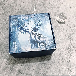 Deer Foldable Paper Gift Boxes, Handmade Soap Boxes, Square, Deer, 7.5x7.5x3cm