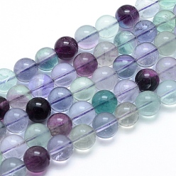 Fluorite Natural Fluorite Beads Strands, Round, 12~12.5mm, Hole: 1mm, about 33pcs/strand, 15.75 inch(40cm)