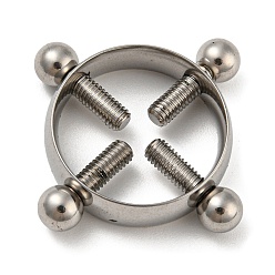 Stainless Steel Color 304 Stainless Steel Flase Nipple Rings, Flase Nipple Piercing Rings, Stainless Steel Color, 22x22x6mm, Inner Diameter: 17.5mm, Pin: 3mm
