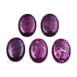 Orchid Natural Ripple Jasper Cabochons, Dyed, Oval, Orchid, 40~41x30~30.5x6~7mm