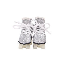 Silver PVC Doll Roller Skates, Fit American Girl 18 Inch Doll Accessories, Silver, 82x36.5x80mm