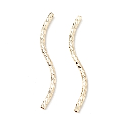 Golden Rack Plating Brass Curved Tube Beads, Cadmium Free & Lead Free, Long-Lasting Plated, Golden, 30x1.5mm, Hole: 0.9mm