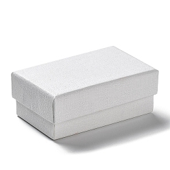 Белый Картон комплект ювелирных изделий коробки, с губкой внутри, прямоугольные, белые, 8.1x5.05x3.2 см