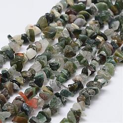 Light Sea Green Natural Indian Agate Beads Strands, Chip, Light Sea Green, 3~5x7~13x2~4mm, Hole: 0.4mm, 34.9 inch