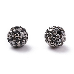 Hématite Perles de strass d'argile polymère , Grade a, ronde, pp 15, hématite, 12mm, Trou: 2mm, pp 15 (2.1~2.2 mm)