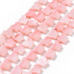 Pink Естественных пресноводных оболочки бисер нитей, окрашенные, бабочка, розовые, 8x10x2.5 мм, отверстие : 0.8 мм, около 40 шт / нитка, 15.39'' (39.1 см)