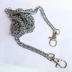 Plata Correas de cadena de bolso de hierro, con broches de aleación, para reemplazo de bolso o bandolera, plata, 120x0.7x0.13 cm
