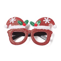 Hat Christmas Plastic & Non-woven Fabric Glitter Glasses Frames, for Christmas Party Costume Decoration Accessories, Hat, 97x175x24mm