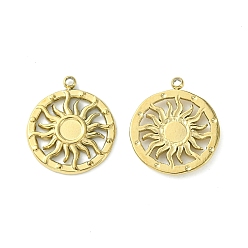 Real 14K Gold Plated 304 Stainless Steel Pendant Cabochon Settings, Sun, Real 14K Gold Plated, Tray: 3mm, 14.5x12.5x1.5mm, Hole: 1mm