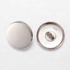 Platino Botones de espiga de aleación, 1 agujero, plano y redondo, Platino, 15x7 mm, agujero: 2 mm
