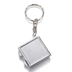 Platinum Iron Folding Mirror Keychain, Travel Portable Compact Pocket Mirror, Blank Base for UV Resin Craft, Square, Platinum, 8cm