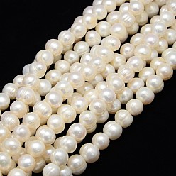 Creamy White Grade A Natural Cultured Freshwater Pearl Beads Strands, Potato, Creamy White, 10~11mm, Hole: 0.8mm, about 40pcs/strand, 13.77 inch~14.17 inch