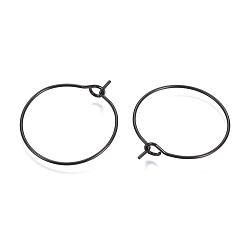 Electrophoresis Black 316L Surgical Stainless Steel Hoop Earring Findings, Wine Glass Charms Findings, Electrophoresis Black, 21x0.7mm, 21 Gauge