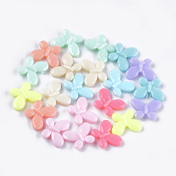 Mixed Color Opaque Acrylic Beads, Faceted, Butterfly, Mixed Color, 13x17x4mm, Hole: 1.8mm, about 1315pcs/500g