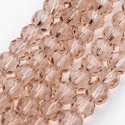 Mocassin Perles en verre transparentes , imitation de cristal autrichien, à facettes (32 facettes), ronde, mocassin, 10mm, Trou: 1mm, Environ 72 pcs/chapelet, 25~27 pouce