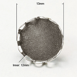 Платина Латунь настройки серьга, без никеля , платина, 13 мм, лоток : 12 мм, штифты : тольщиной 0.6 мм 