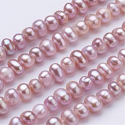 Violet Brins de perles de culture d'eau douce naturelles, pomme de terre, violette, 2.5~4.5x4.5~6mm, Trou: 0.7mm, Environ 87~90 pcs/chapelet, 1.36~1.38 pouce (34.5~35 cm)