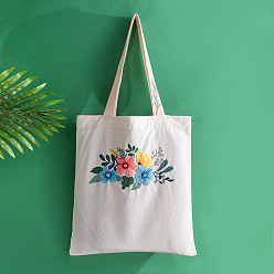 Цветок Холщовая сумка своими руками 3d наборы для вышивания, включая набивную хлопчатобумажную ткань, нитки и иглы для вышивания, цветочным узором, 400x360 мм