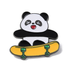 Sports Sports Theme Panda Enamel Pins, Gunmetal Alloy Brooch for Backpack Clothes, Scooter, 27x27.5mm