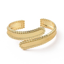 Golden Brass Rectangle Open Cuff Bangle for Women, Golden, Inner Diameter: 2-3/8 inch(5.9cm)