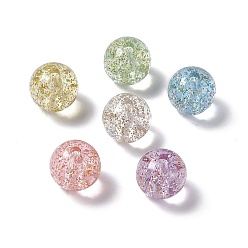 Mixed Color Transparent Acrylic Beads, with Glitter Powder, Round, Mixed Color, 15x14mm, Hole: 3.5mm