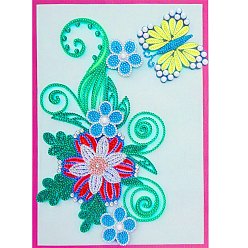 Flower DIY Diamond Painting Kits, including Resin Rhinestones, Diamond Sticky Pen, Tray Plate and Glue Clay, Flower Pattern, 400x300mm