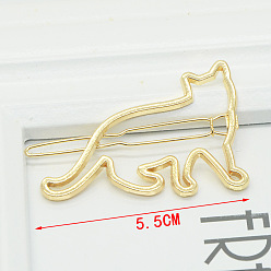 Золотой Геометрические заколки для волос из сплава, шпилька с пряжкой в виде лягушки для женщин, девочки, кошка, золотые, 55 мм