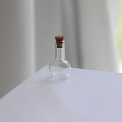 Clear Mini High Borosilicate Glass Bottle Bead Containers, Wishing Bottle, with Cork Stopper, Lamp, Clear, 1.8x3cm
