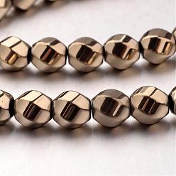 Antique Bronze Plated Electroplate Non-magnetic Synthetic Hematite Beads Strands, Twisted Oval, Antique Bronze Plated, 8x7mm, Hole: 1mm, about 50pcs/strand, 15.7 inch
