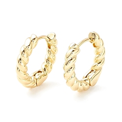 Настоящее золото 18K Латунные витые веревочные массивные серьги-кольца на петлях для женщин, без кадмия, без никеля и без свинца, реальный 18 k позолоченный, 17x3 мм, штифты : 0.8 мм