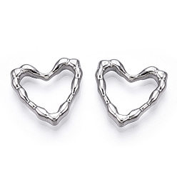 Stainless Steel Color 304 Stainless Steel Linking Ring, Bumpy, Heart, Stainless Steel Color, 18.5x19.5x4mm, Inner Diameter: 10x14.5mm
