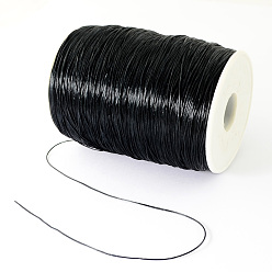 Noir Chaîne de cristal élastique plat, fil de perles élastique, pour la fabrication de bracelets élastiques, noir, 1mm, environ 765.52~874.89 yards (700~800m)/rouleau