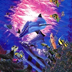 Dolphin DIY Sea Animals Theme Diamond Painting Kits, Including Canvas, Resin Rhinestones, Diamond Sticky Pen, Tray Plate and Glue Clay, Dolphin Pattern, 400x300mm