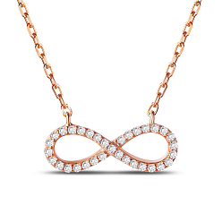 Rose Gold TINYSAND Infinity Sterling Silver Pendant Necklaces, with Cubic Zirconia, Rose Gold, 17 inch