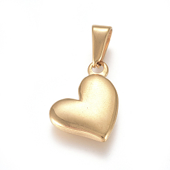 Золотой 304 прелести нержавеющей стали, надутое сердце, золотые, 18x13x3.2 мм, отверстие : 7x3 мм