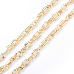 Real 18K Gold Plated Alloy Oval Link Chains, with Spool, Cadmium Free & Nickel Free & Lead Free, Unwelded, Real 18K Gold Plated, 15x8.5x3mm, about 32.81 Feet(10m)/Roll
