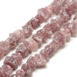 Strawberry Quartz Natural Strawberry Quartz Beads Strands, Nuggets, 7~15x9.5~13x9.5~13mm, Hole: 1mm, about 43~45pcs/strand, 15.7 inch