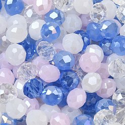 Azul Royal Perlas de vidrio, facetados, Rondana plana, azul real, 6x5 mm, agujero: 1 mm, Sobre 2360 unidades / 500 g