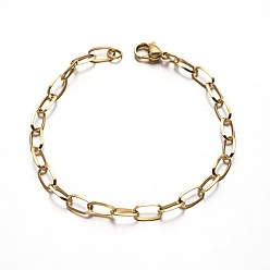 Golden 304 Stainless Steel Cable Chain Bracelets, with Lobster Claw Clasps, Golden, 7-1/2 inch(190mm), 5mm