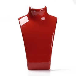 Dark Red Plastic Necklace Bust Display Stands, Dark Red, 6.4x13.6x22cm