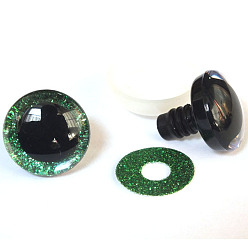 Dark Green Plastic Safety Craft Eye, with Spacer, PU Sequins Ring, for DIY Doll Toys Puppet Plush Animal Making, Dark Green, 12mm