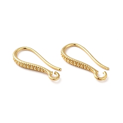 Real 18K Gold Plated Brass Earring Hooks, Ear Wire, with Horizontal Loops, Real 18K Gold Plated, 16.5x7.5x2mm, Hole: 1.6mm, 22 Gauge, Pin: 0.6mm