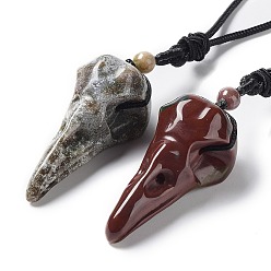 Indian Agate Natural Indian Agate Plague Doctor Pendant Necklace with Nylon Rope, 33.39~35.59 inch(84.8~90.4cm)
