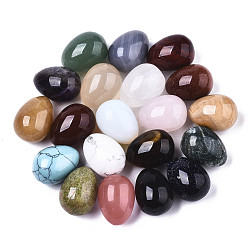 Смешанные камни Натуральный и синтетический смешанный драгоценный камень яичный камень, карманный пальмовый камень для облегчения беспокойства, медитации, пасхального декора, смешанные окрашенные и неокрашенные, 23~24x17~18 мм, коробка: 15x12.6x1.8 см, Около 20 шт / коробка