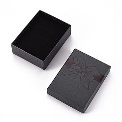 Серый Картонные ожерелья или браслеты, с губкой внутри, прямоугольные, Bowknot шаблон, серые, 9.1x6.9x3.15 см